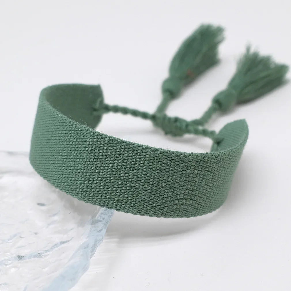 Bracelet Brésilien Pastel Doux Fait Main vert foncé