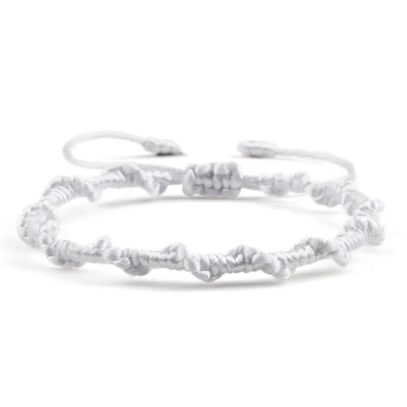 Bracelet Brésilien Tressé Artisanal blanc