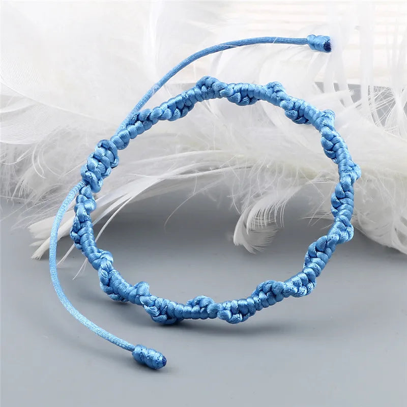 Bracelet Brésilien Tressé Artisanal bleu clair