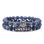 Owl Bracelet - Owl Chain Blue Beads