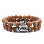 Owl Bracelet - Owl Chain Light Brown Beads