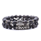 Owl Bracelet - Owl Chain Black Beads