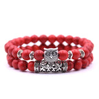 Owl Bracelet - Owl Chain Red Beads