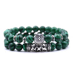 Owl Bracelet - Owl Chain Green Beads