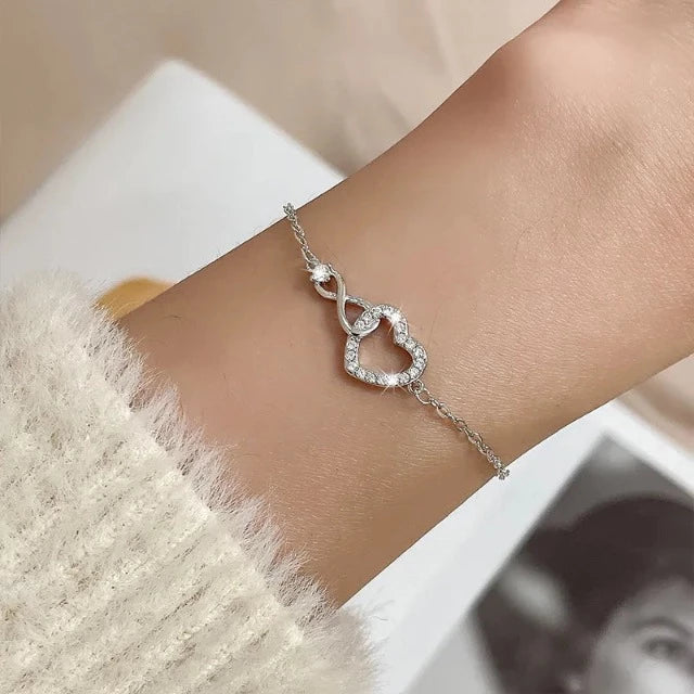 Infinite Love Heart Silver Bracelet for Women