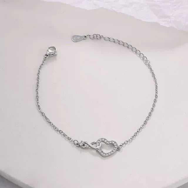 Infinite Love Heart Silver Bracelet for Women