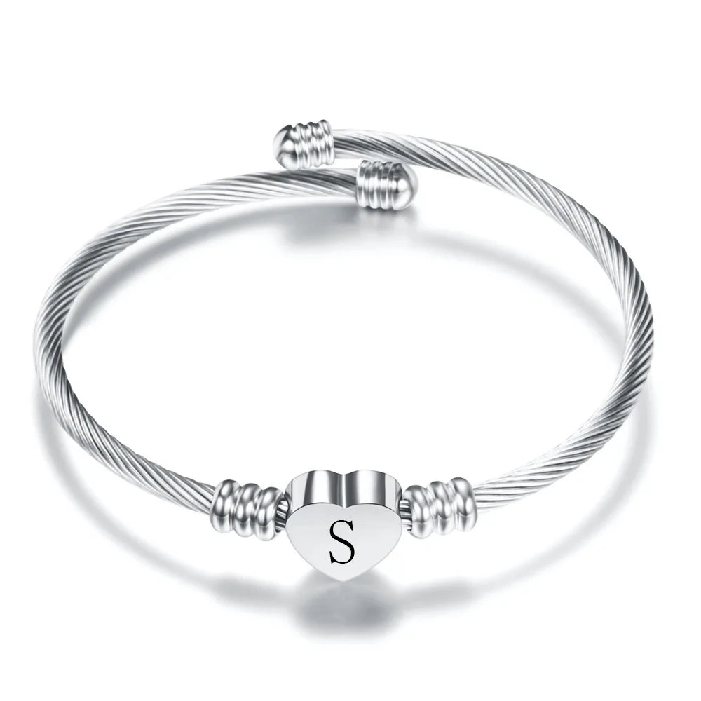 Bracelet coeur avec initiale argent s