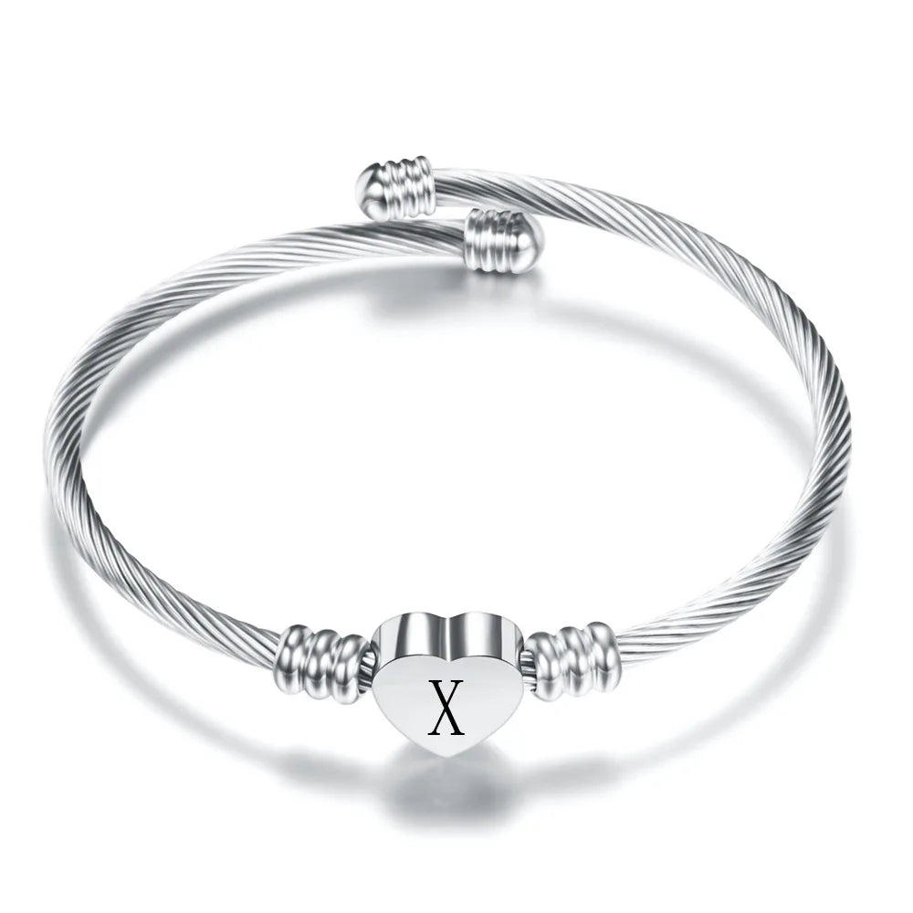 Bracelet coeur avec initiale argent x