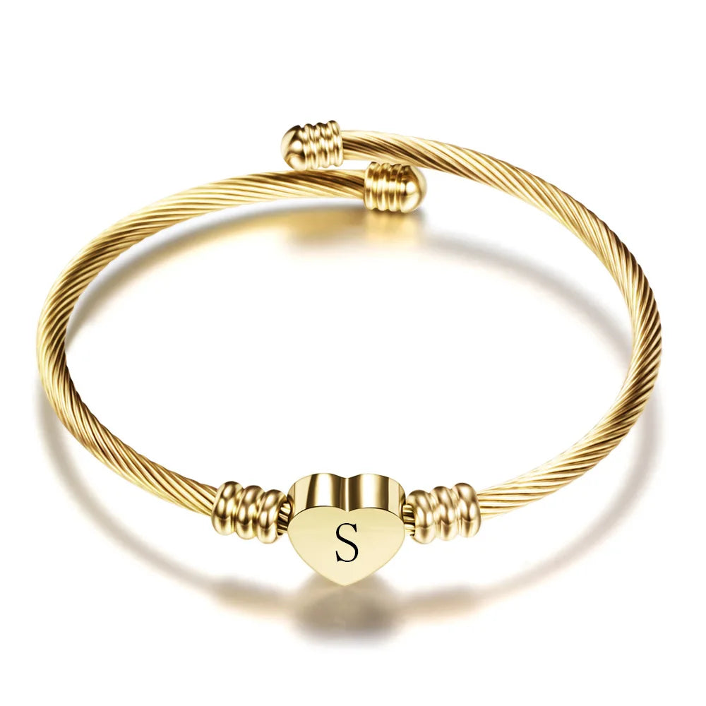 Bracelet coeur avec initiale or s