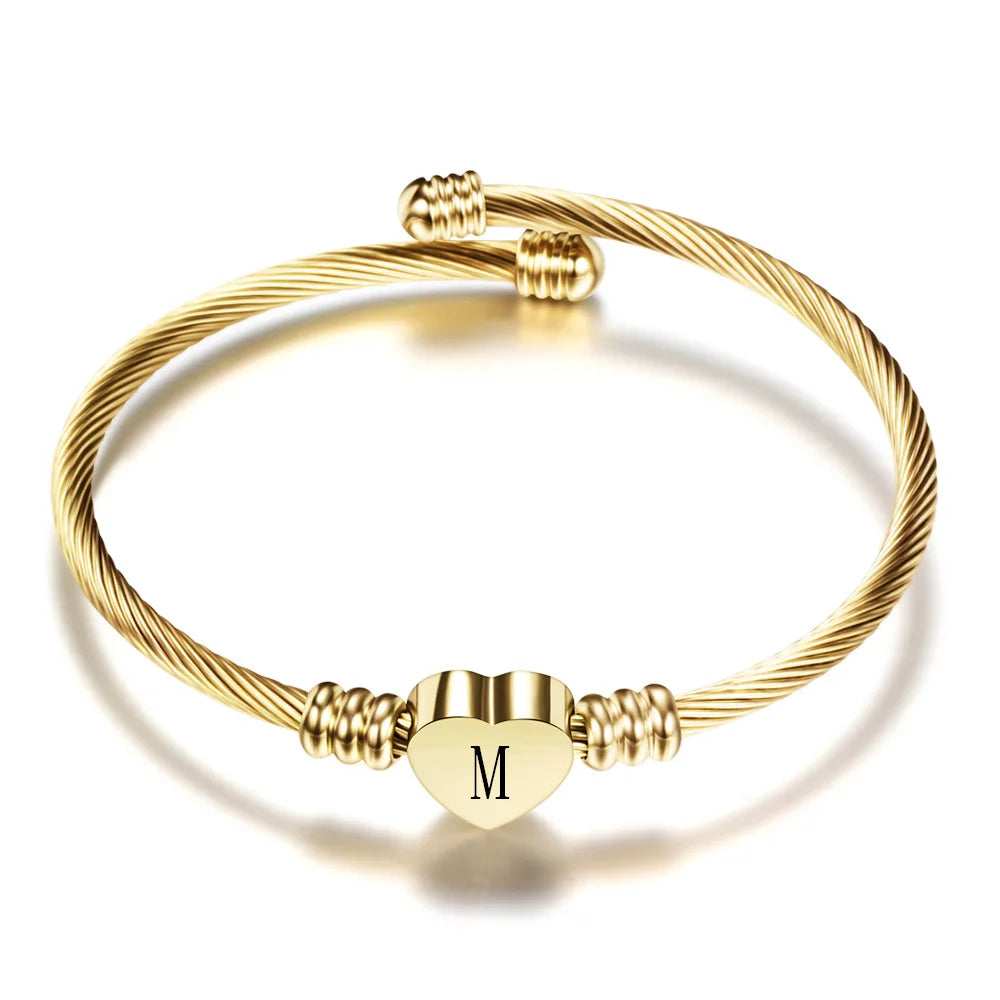 Bracelet coeur avec initiale or m