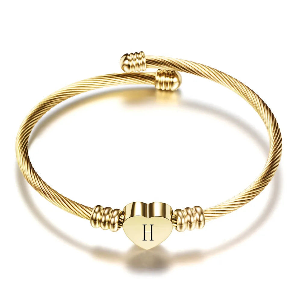Bracelet coeur avec initiale or h
