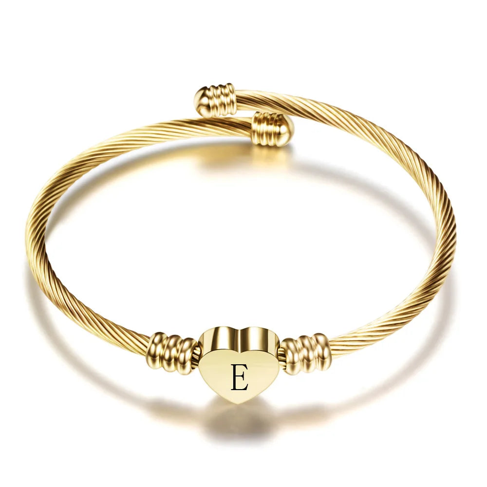 Bracelet coeur avec initiale or e