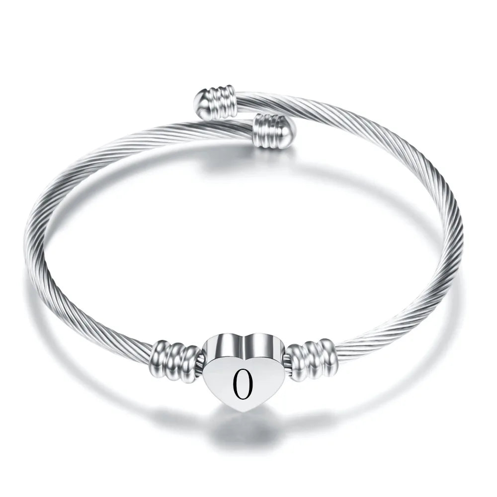 Bracelet coeur avec initiale argent o