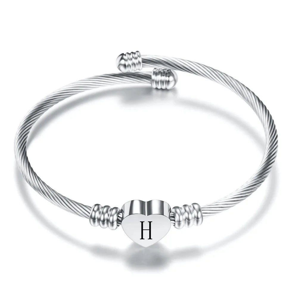 Bracelet coeur avec initiale argent h