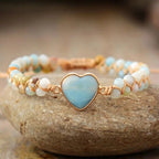 White Natural Stone Healing Heart Bracelet
