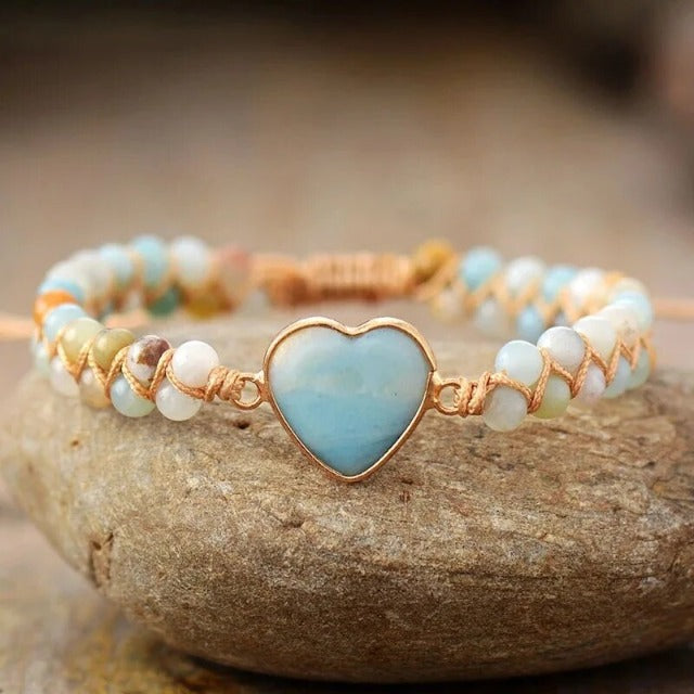 White Natural Stone Healing Heart Bracelet