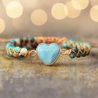 Blue Natural Stone Healing Heart Bracelet