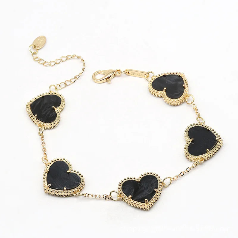 Golden Heart Bracelet Woman black