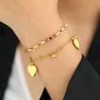 Double Heart Bracelet for Women gold