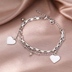 Double Heart Bracelet for Women silver