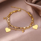 Double Heart Bracelet for Women gold