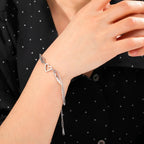 Bracelet coeur et ailes d'ange argent