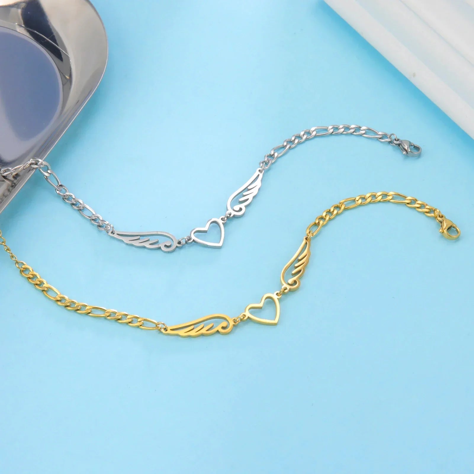 Bracelet coeur et ailes d'ange