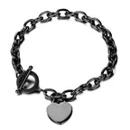 Women's Black Heart Curb Chain Bracelet
