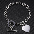Women's Silver Heart Curb Chain Bracelet