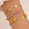 Silver and Gold Infinite Heart Bracelet (Set of 3 Bracelets) gold