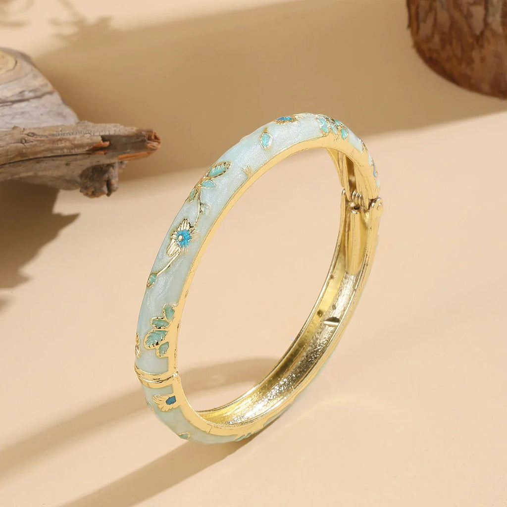 Colorful Bracelet with Blue Flowers