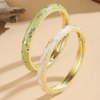 Colorful Bracelet with Green and White Flowers