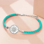 Leather Compass Bracelet Compass Rose turquoise silver