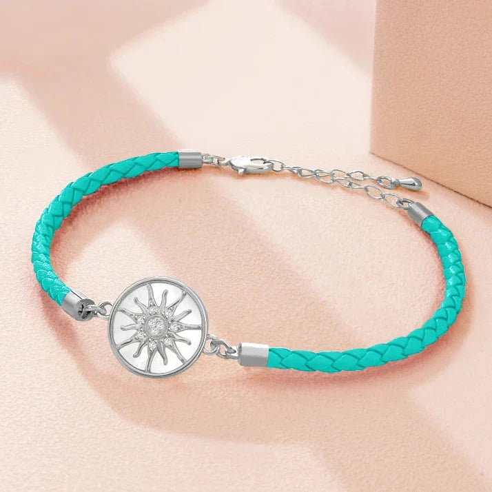 Leather Compass Bracelet Compass Rose turquoise silver