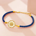 Leather Compass Bracelet Compass Rose midnight blue gold