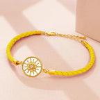 Leather Compass Bracelet Compass Rose yellow gold