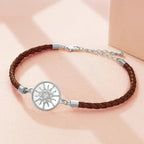 Leather Compass Bracelet Compass Rose brown silver