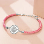 Leather Compass Bracelet Compass Rose pink silver