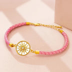 Leather Compass Bracelet Compass Rose pink gold