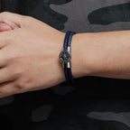 Men's Compass Leather Bracelet Compass Rose Black