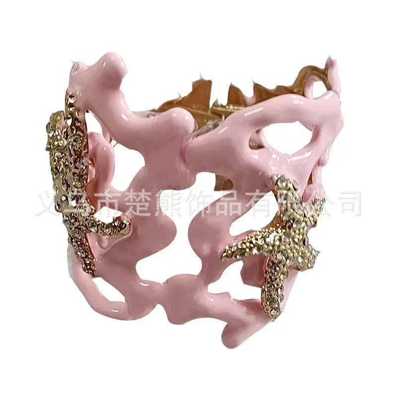 Pink Coral and Starfish Bracelet