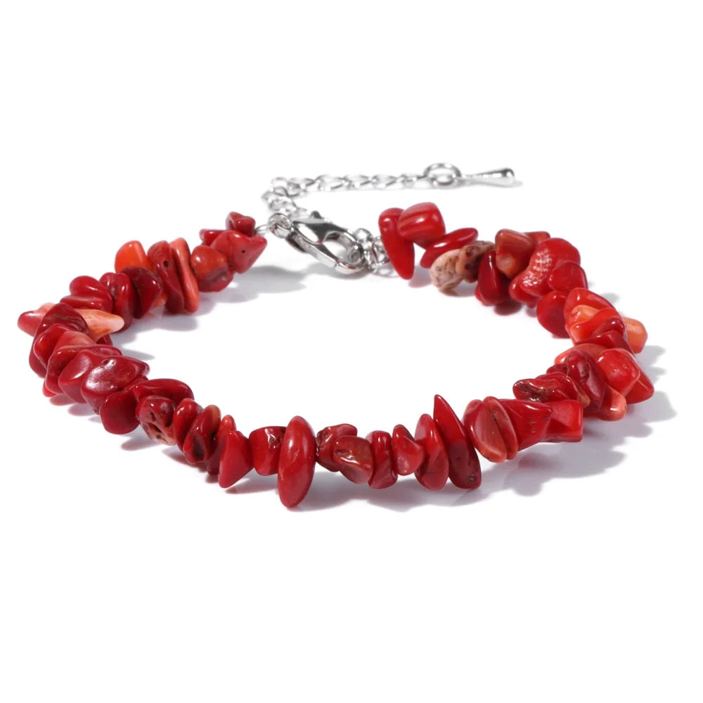 Bracelet corail petits éclats rouge