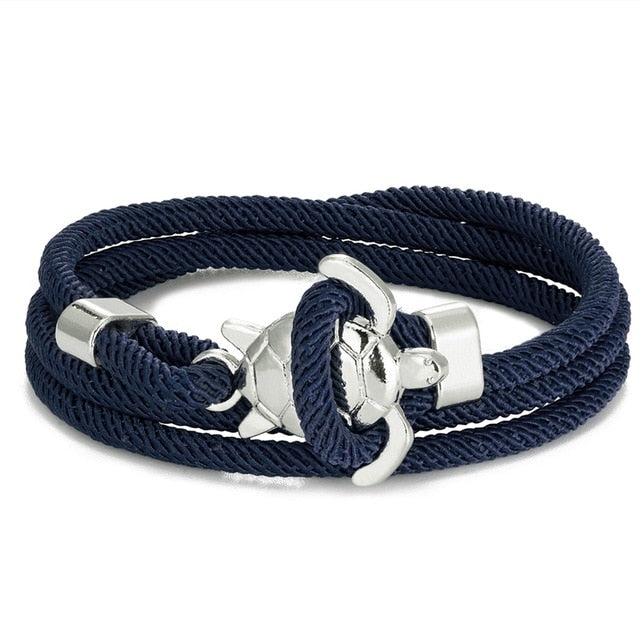 Dark Blue Sea Turtle Cord Bracelet