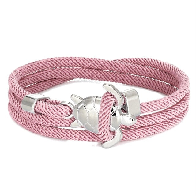 Pink Sea Turtle Cord Bracelet