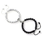 Couple Bracelet Black and White Pearl