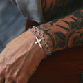 Men's or Women's Silver Chain Link Cross Bracelet