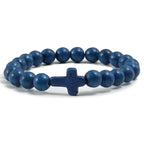 Cross Bracelet in Blue Natural Stones