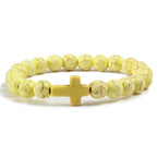 Cross Bracelet in Yellow Natural Stones