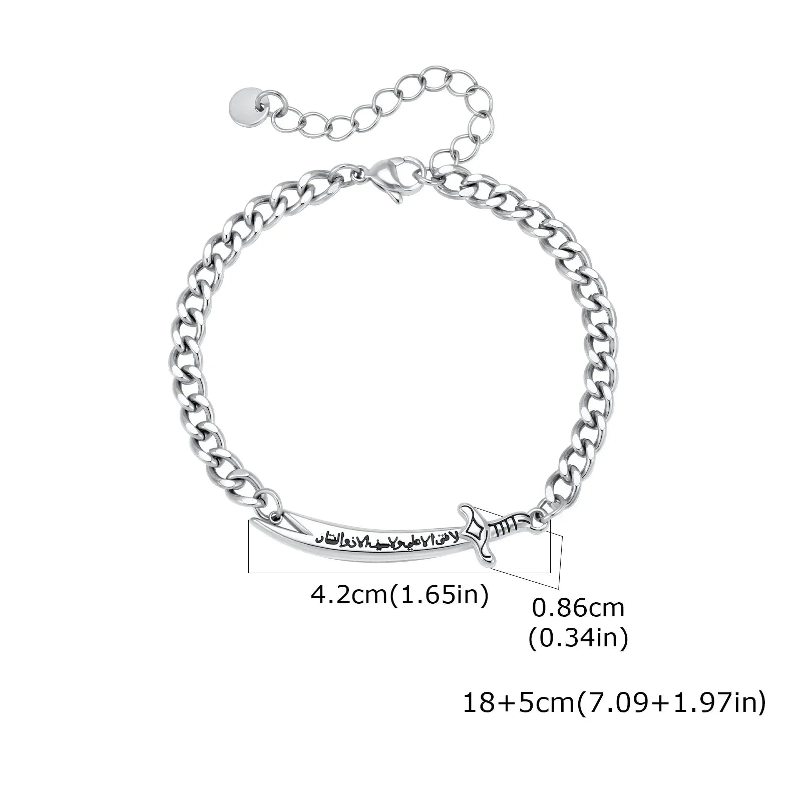 Bracelet cubain pour homme avec épée Ali Zulfiqar arabe