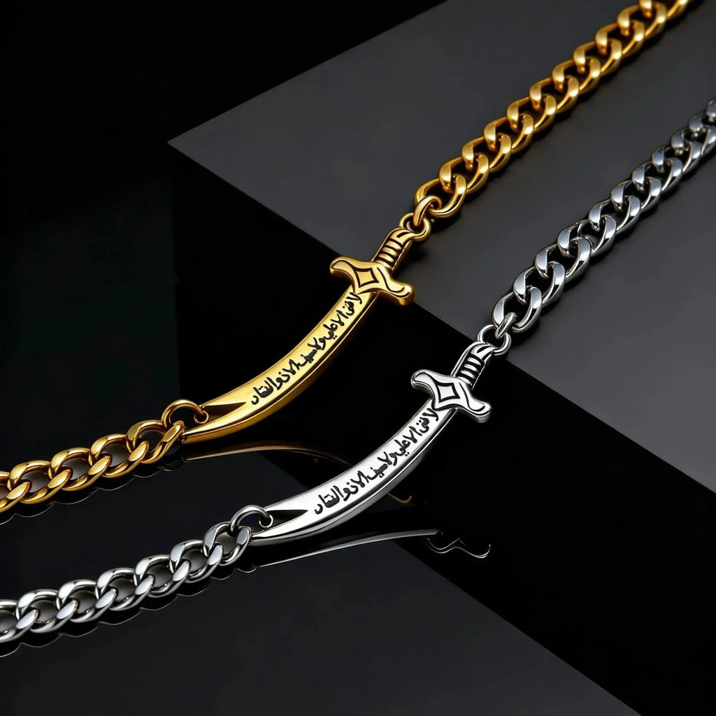 Bracelet cubain pour homme avec épée Ali Zulfiqar arabe